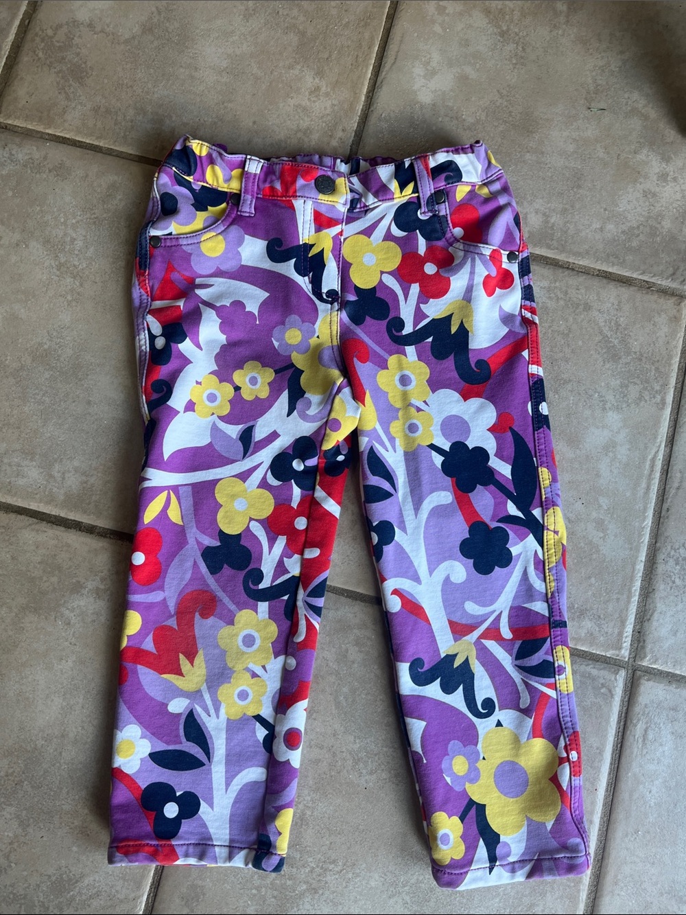 Hanna Andersson Girls Purple Floral Stretch Pants